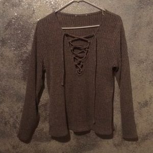 Lace up sweater